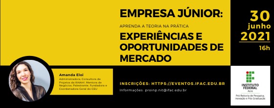 banner do PALESTRA EMPRESA JÚNIOR, EXPERIÊNCIAS E OPORTUNIDADES DE MERCADO