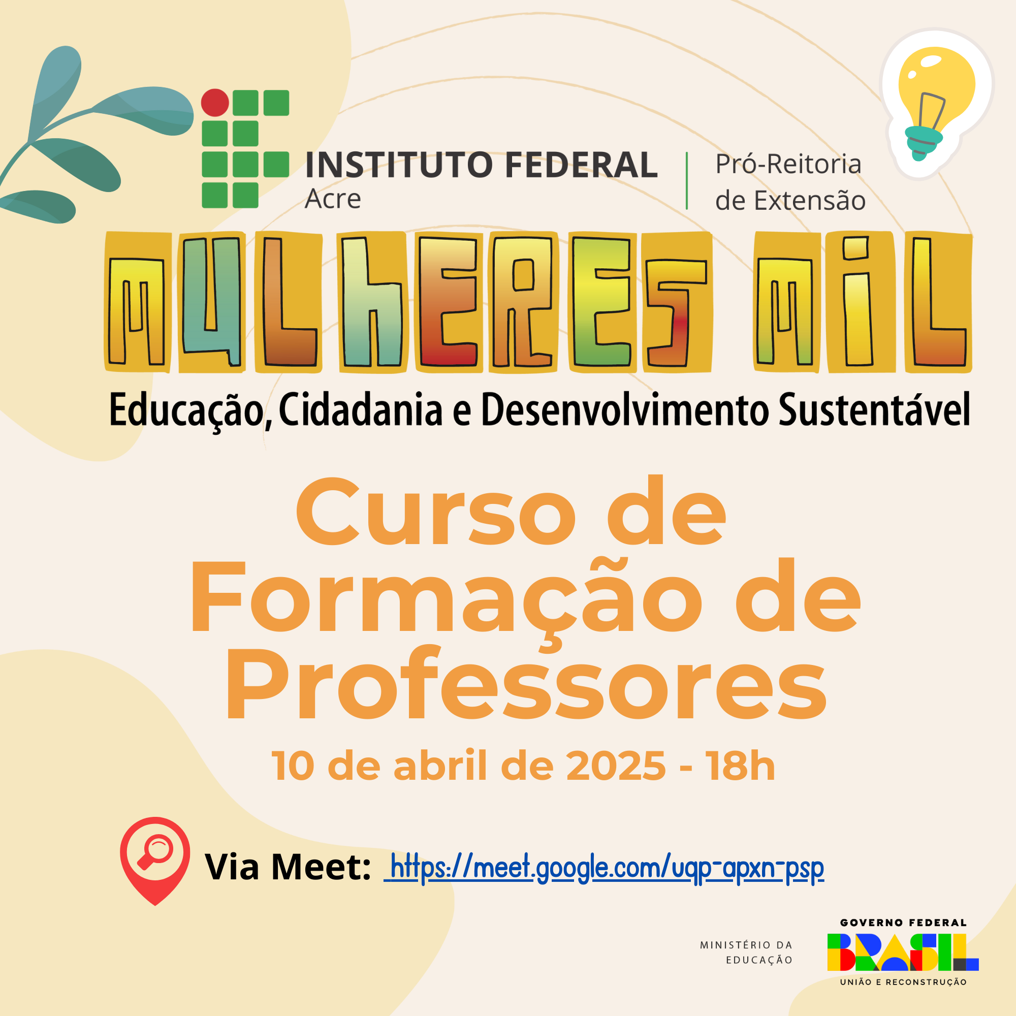 banner do Formação de Docentes para atuarem no Programa Mulheres Mil - Tarauacá