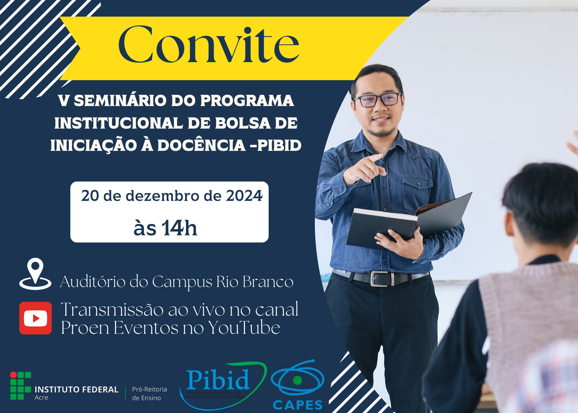 banner do V SEMINÁRIO DO PROGRAMA INSTITUCIONAL DE BOLSA  DE INICIAÇÃO À DOCÊNCIA - PIBID